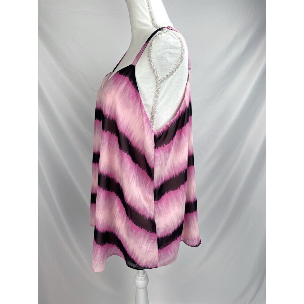 Torrid Women Sz 0 Sophie Pink Striped Spaghetti Strap Blouse Top Layered - Picture 3 of 8